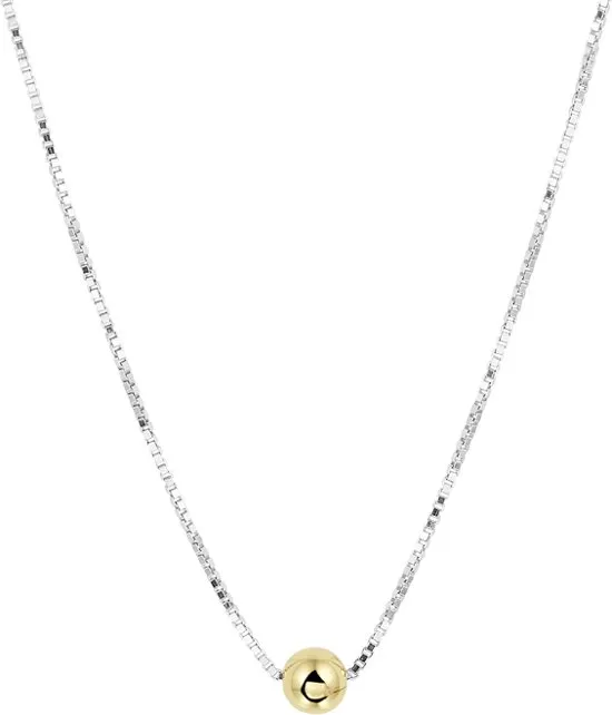 The Jewelry Collection Ketting Bolletje 0,8 mm 40 + 5 cm - Zilver