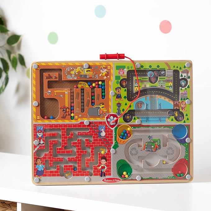 Melissa & Doug 33331 & PAW Patrol Wooden 4-in-1 Magnetic Wand Maze Board Houten speelgoed