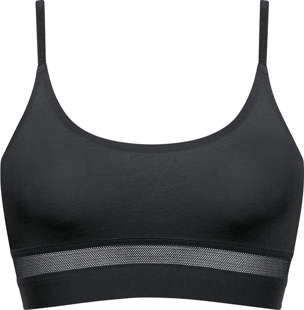 bh, top, sports-bra, zwart, mesh-band