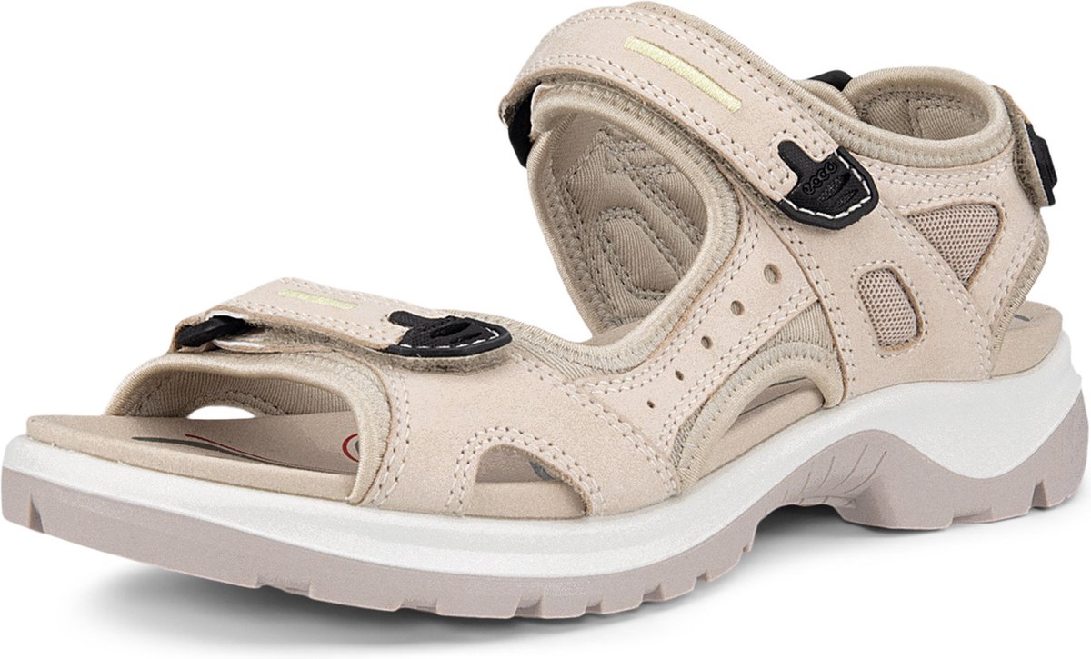 sandalen, sandalen met klittenband, sportieve sandaal, zoolkleur wit, neutraal beige