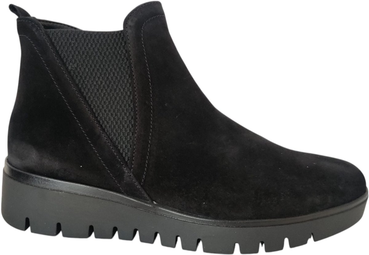 hakken, zwarte, sluitingloze, Chelsea-boot, suede