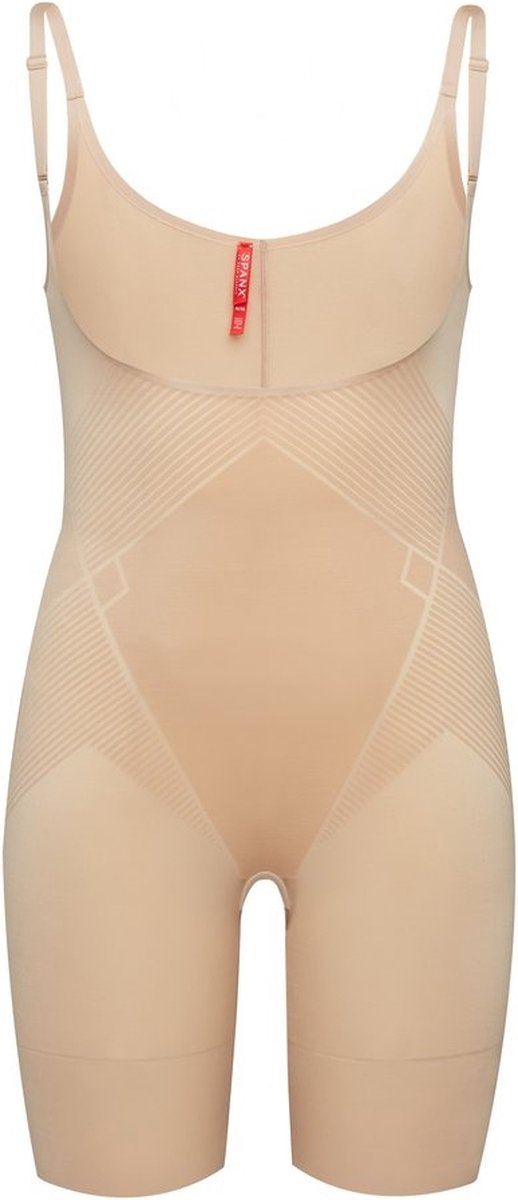 Spanx - Maat S -Thinstincts 2.0 Open Bust Mid Thigh Body - Beige