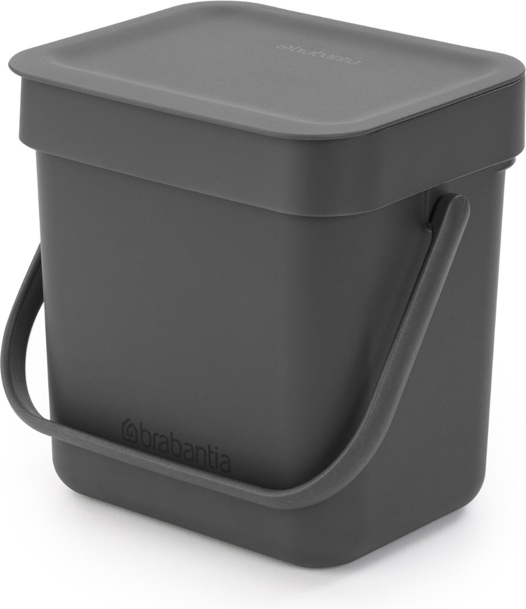 emmer, opvangbak, grijs, plastic, brabantia