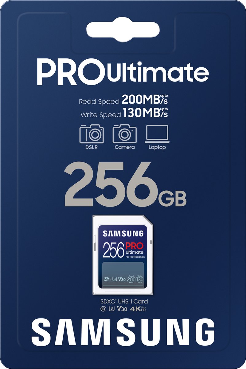 Samsung PRO Ultimate - SD Kaart - Geheugenkaart Camera - 200 & 130 MB/s - 256 GB