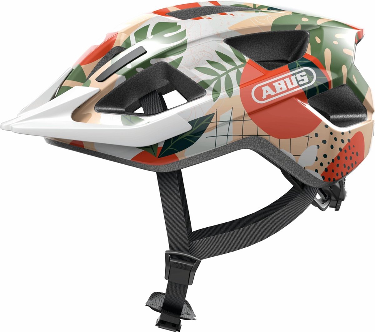 Fietshelm ABUS ADURO 3.0 orange palm L - 58-62 cm - wit - Geschikt voor gebruik op elektrische fietsen - stadsfietsen - 320 g