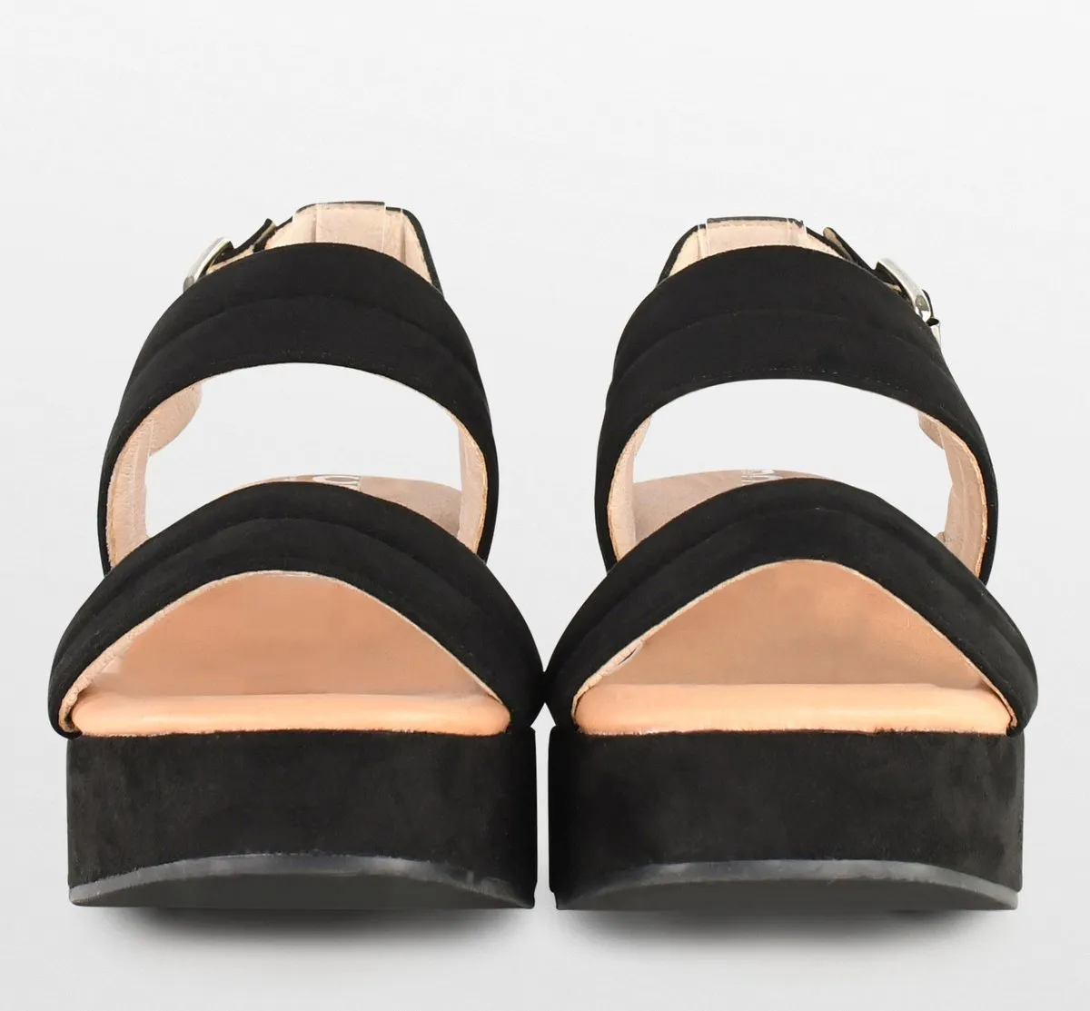 POSH by Poelman - Maat 40 - PARIS Dames Sandalen met plateauzool - Zwart