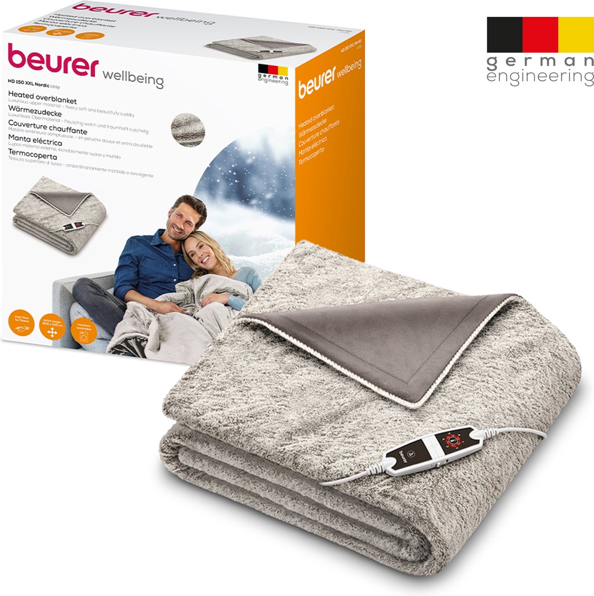 Beurer Warmtedeken XXL | 2-Persoons: 200 x 150 cm | HD 150 XXL Nordic | 6 Warmtestanden