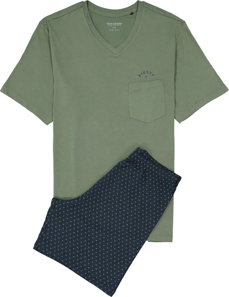 t-shirt, v-hals, groen, korte mouwen, zak