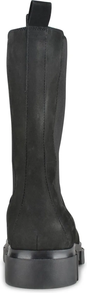 PS Poelman Lynn Dames Nubuck Leren Chelsea Enkellaarzen met Elastiek - 40 - Zwart