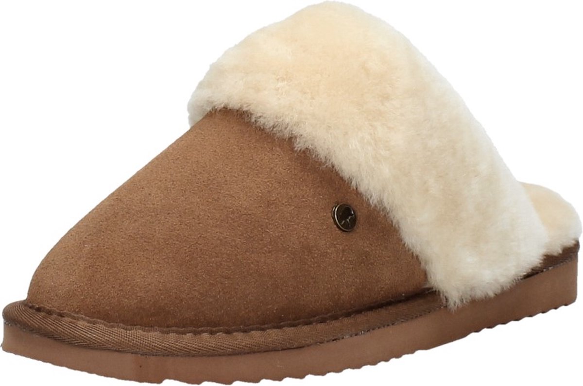 Warmbat - Maat 40 - Flurry Women Suede Dames Sloffen - Cognac