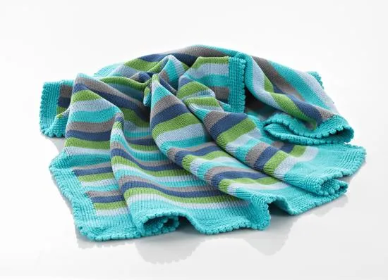 Pebble Crochet Edge Stripey - Wiegdeken 75x100 cm - Deep Turquoise