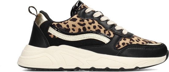 Posh by Poelman - mt 40 - CHARLIE Dames Sneakers - Zwart met dierenprint