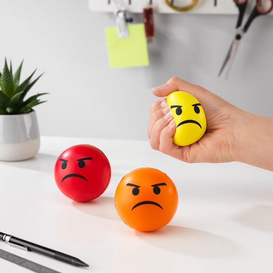 #Winning Emoticon Stressballen - Fopartikel - Zacht/Medium/Hard - Geel/Oranje/Rood