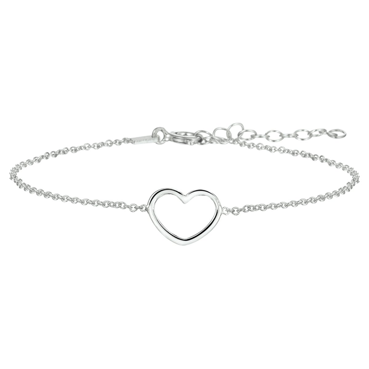 hart, armband, zilveren, ketting, heart