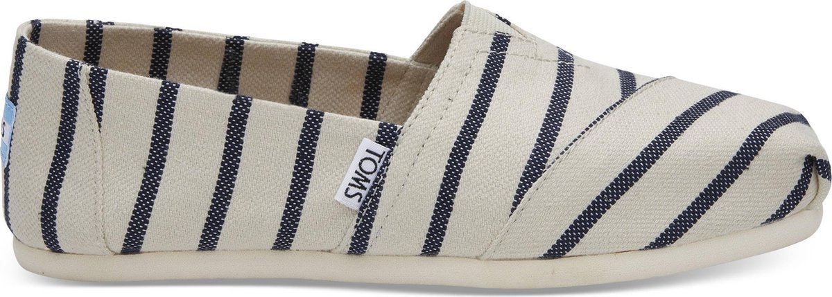 slipper, espadrille, canvas, gestreept, navy