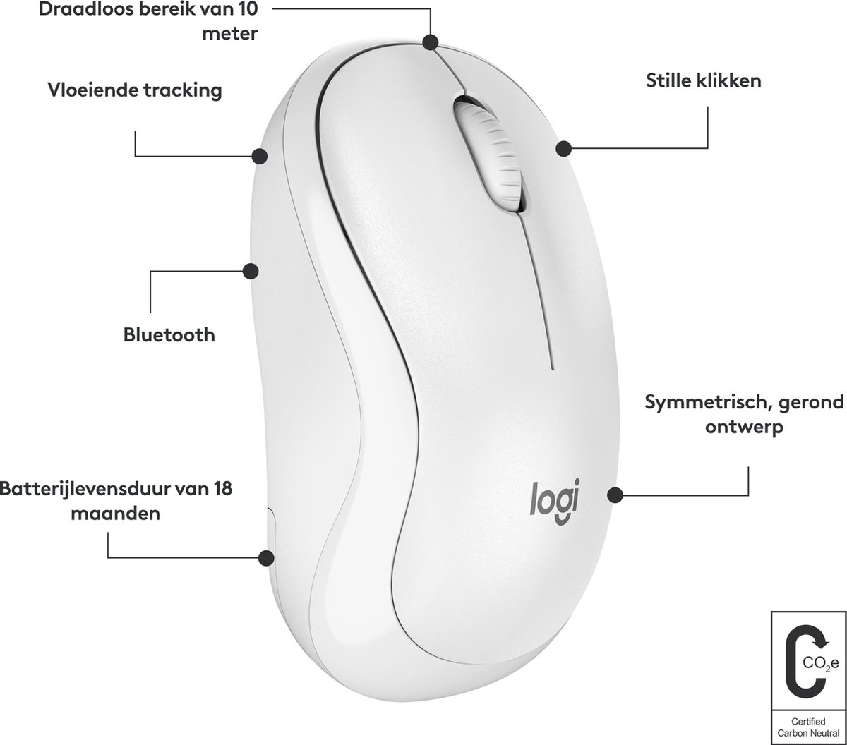 Logitech M240 - Draadloze Muis - Bluetooth - White