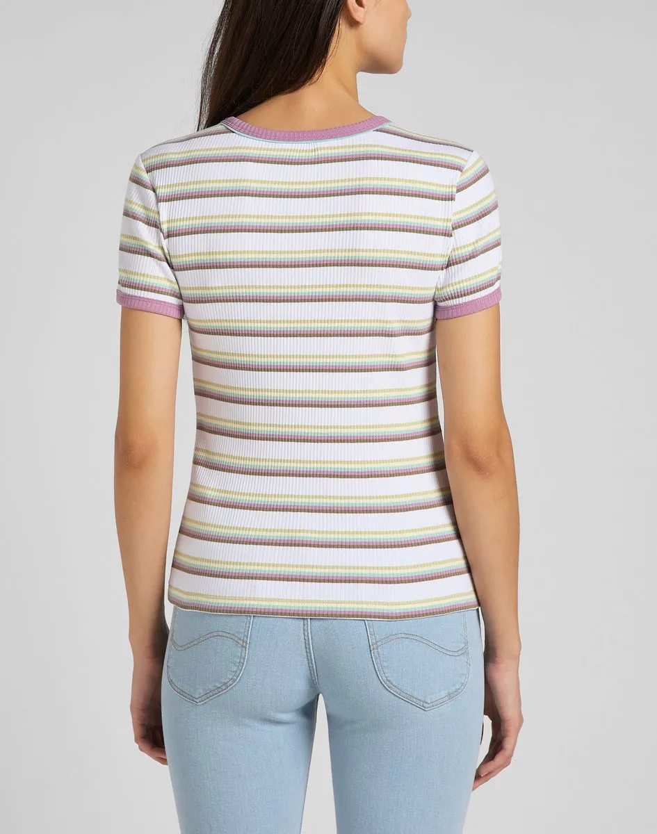 Lee Dames Stripe Tee shirt - Maat XS - Gemengde Kleuren