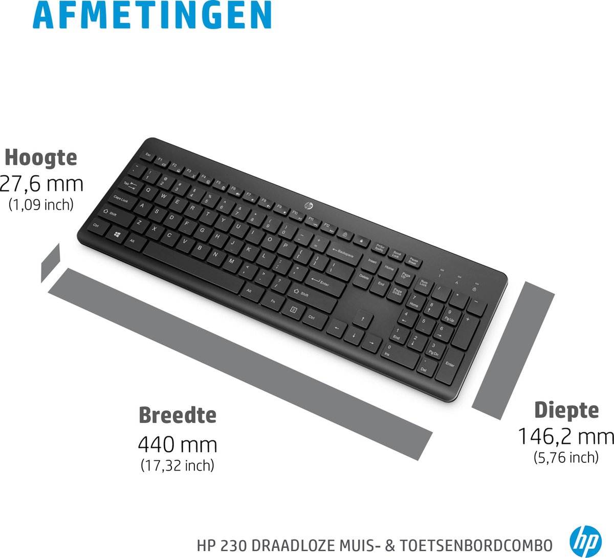 HP 230 - Draadloos Toetsenbord met Muis - Qwerty - Zwart