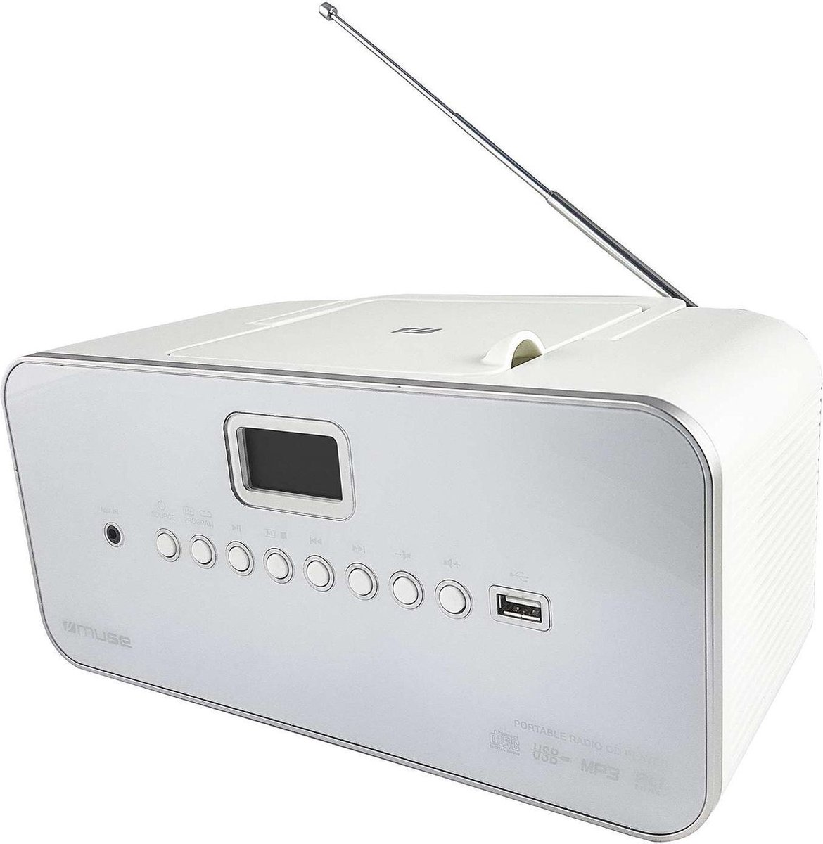 Muse M-28RDW - Draagbare radio/CD-/MP3-speler met USB, wit