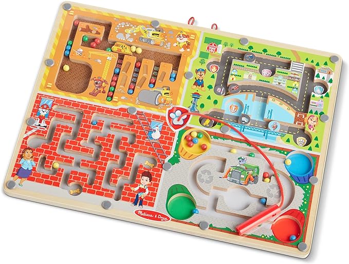 Melissa & Doug 33331 & PAW Patrol Wooden 4-in-1 Magnetic Wand Maze Board Houten speelgoed