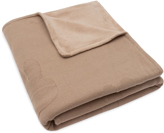 deken, katoen, fleece, neutrale kleur, beddegoed