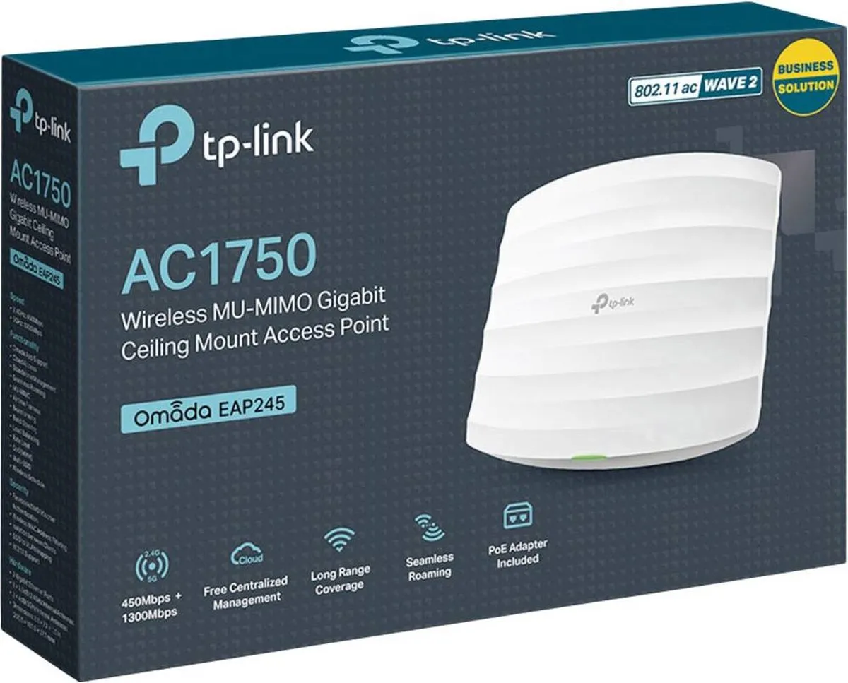 TP-Link Omada EAP245 - Access point - Draadloos - 1750 Mbps - 1-Pack - Wit