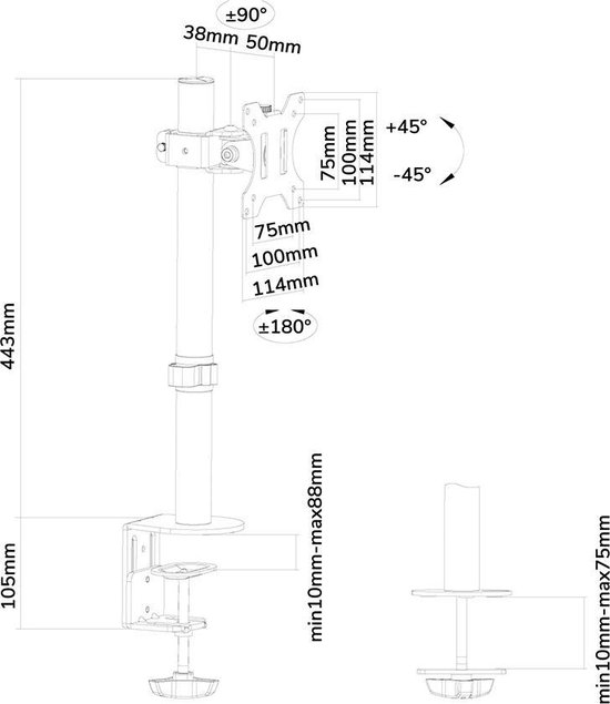 Neomounts by Newstar FPMA-D1240BLACK monitorarm - t/m 70"- Zwart