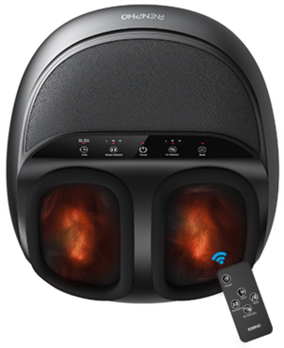 Renpho Shiatsu Voetmassageapparaat met Warmte – Elektrische Voet Massager – Afstandsbediening – Zwart