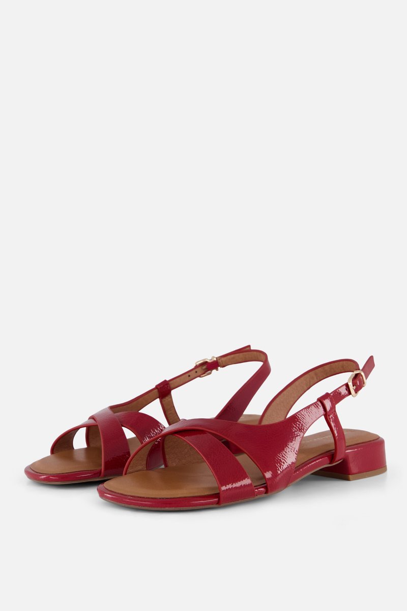 sandalen, rood, riempje, glanzend, open-toe