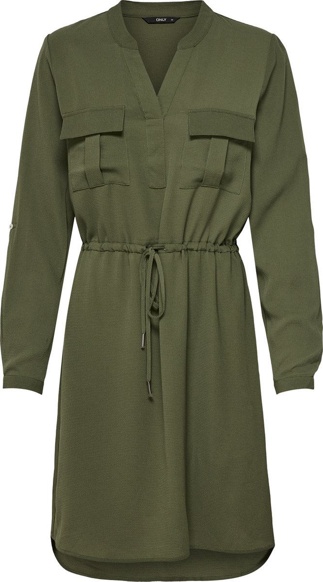 jasje, militairegroene, tunnelkoord, kraagloze V, logenkleed