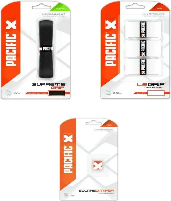 Pacific Control Pack - Standaard grip + Overgrip en Demper - Transparant