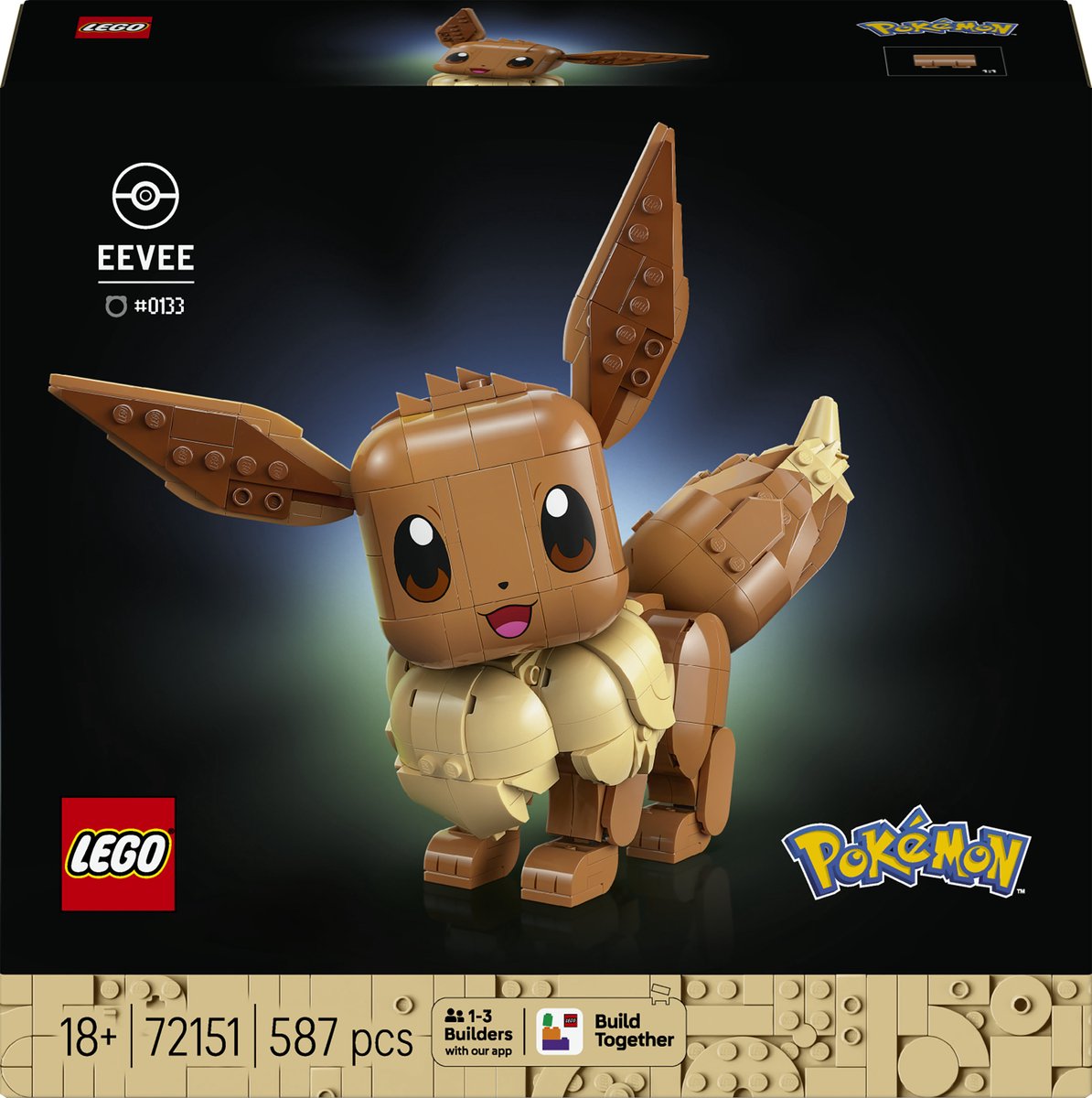 LEGO, Eevee, Pokemon, brick model, brown toy