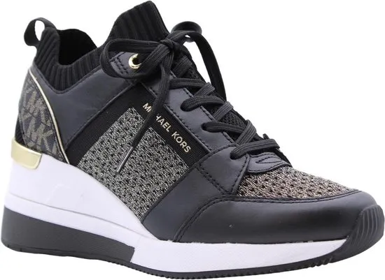 Michael Kors - mt 36 -GEORGIE KNIT TRAINER Dames Sneakers - Zwart/Goud