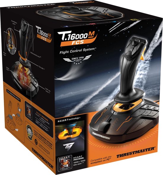 Thrustmaster T16000M FCS - Joystick voor PC - Heart magnetische sensoren - 16 aktieknoppen - voor zo