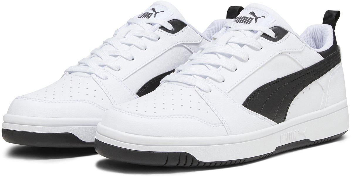 sneakers, wit, puma, perforated, laag-model
