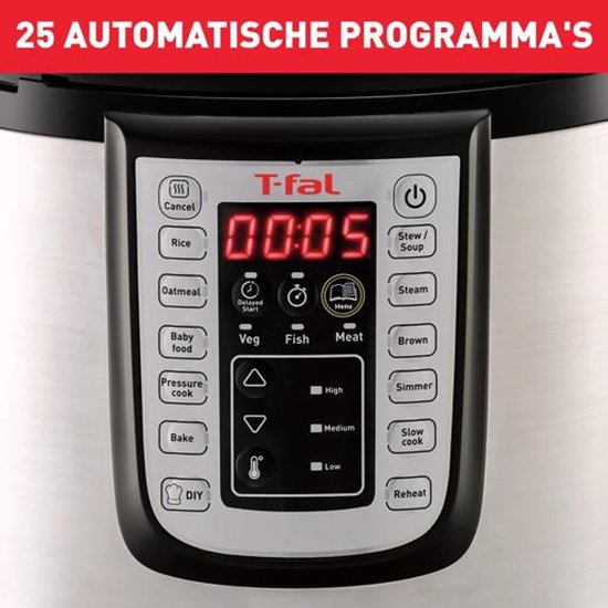 Tefal All-in-One CY505E - Multicooker - Slowcooker - Snelkookpan - 6L - Digital Timer