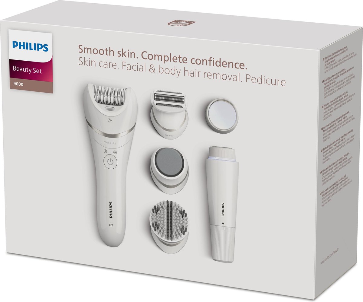 Philips Epilator Beauty Set Series 9000 BRE770/92 - Wet & Dry - Epileerapparaat Dames - Wit