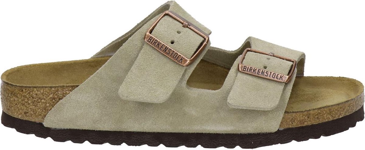 Birkenstock - Maat 38 - Arizona SFB VL Narrow Dames Slippers - Taupe