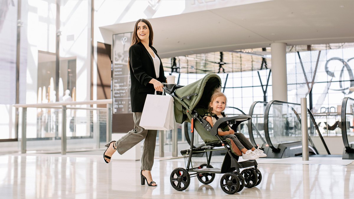 Lionelo Emma Plus Buggy en Kinderwagen - Licht en Duurzaam - Verstelbare Rugleuning tot Ligstand - XXL Luifel met Venster - Grote Mand - Organizer en Tas - Schokdempers - 5-Punts Gordel - Tot 15 kg - Compact Inklapbaar