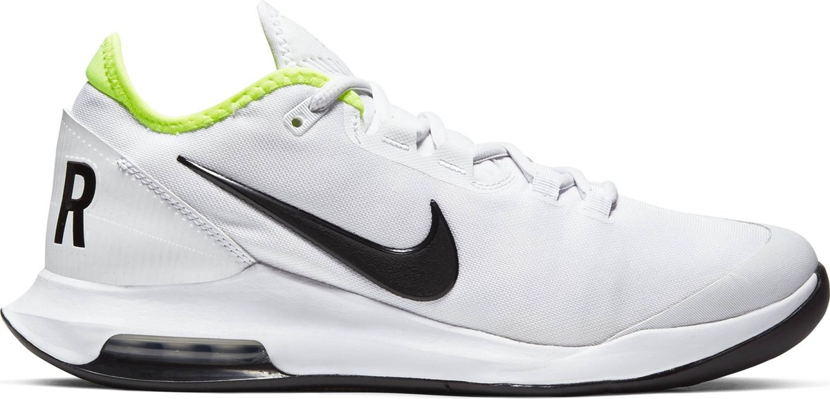 witte sneaker, neon groen binnenkant, Nike swoosh, lichte sneaker, laufschoen met luchtkussen