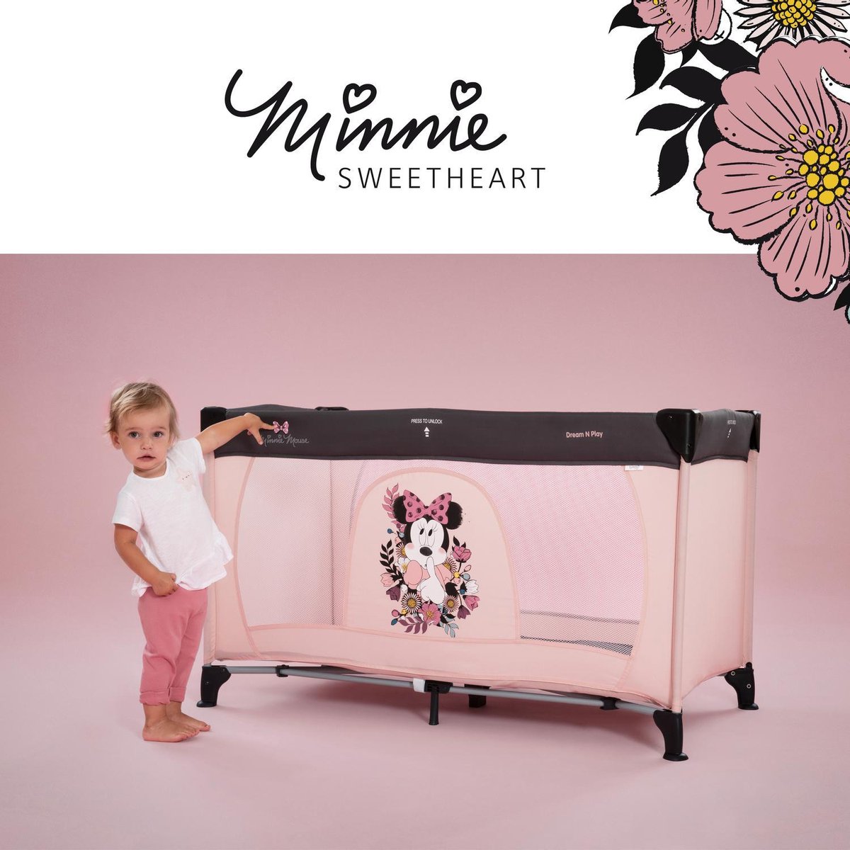Hauck Dream'n Play Campingbedje - Minnie Sweetheart