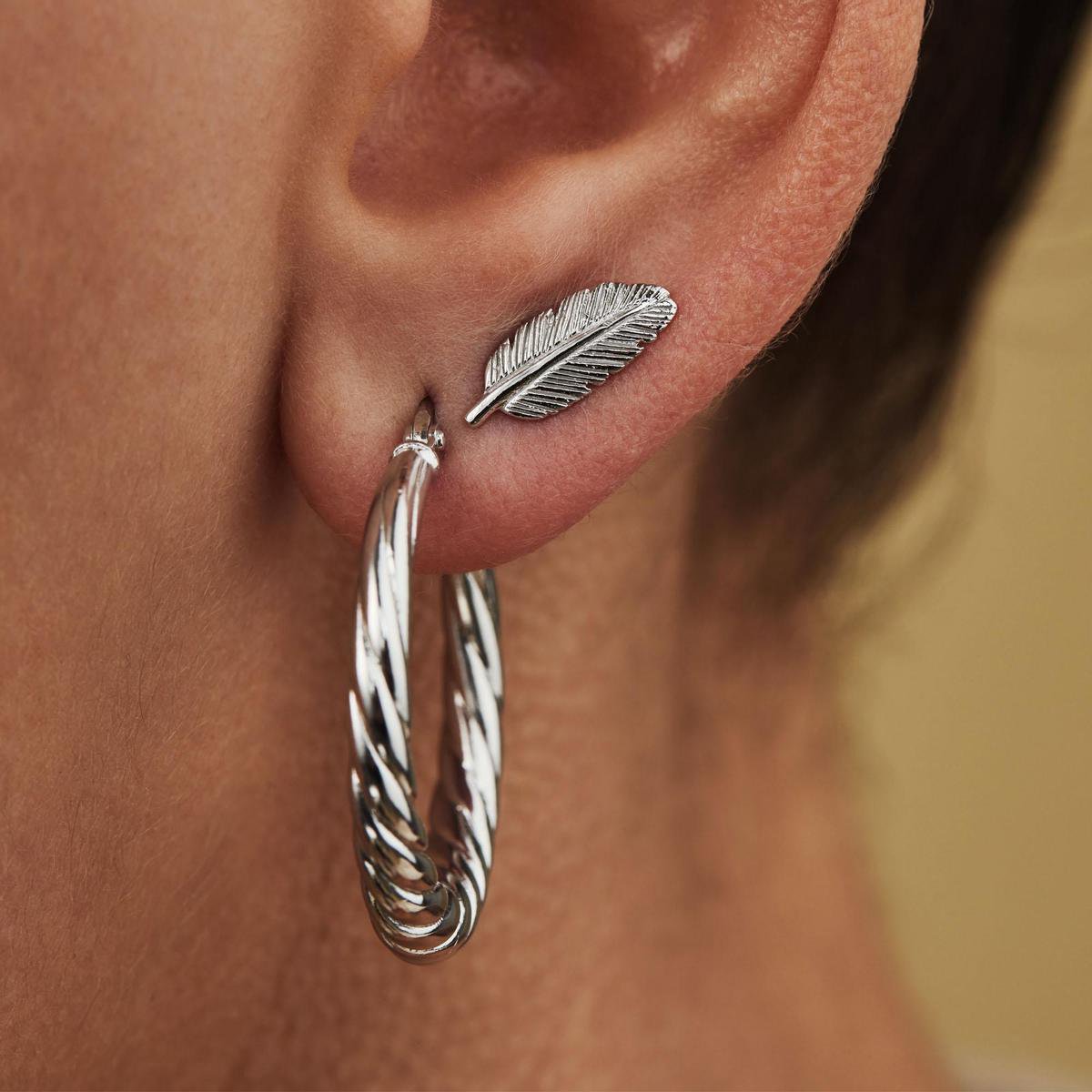 Glams - Oorknoppen Veer - Zilver - 12 mm