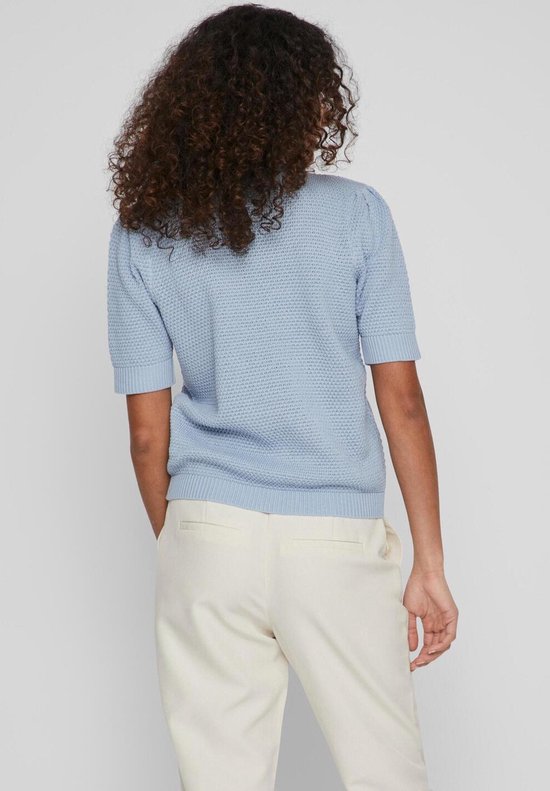 Vila - Maat M - Trui Vidalo O-neck S/s Knit Top/su - Noos 14084421 Kentucky Blue Dames