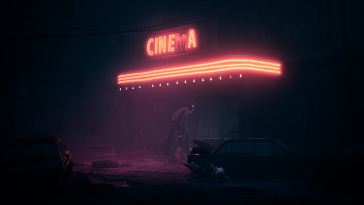 neon, cinema, donker, auto, rugged