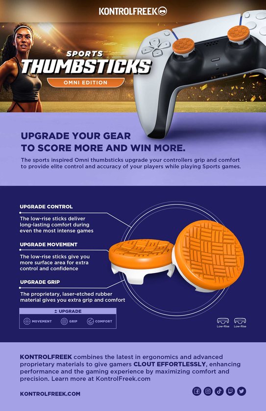 KontrolFreek Sports Omni Thumbsticks - Oranje/Wit (PS5/PS4)