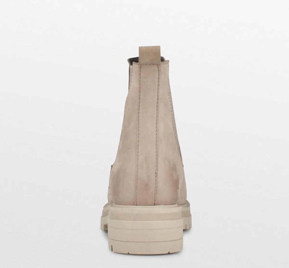 PS Poelman - maat 37 - Mink Dames Nubuck Leren Chelsea Korte EnkelLaarzen met Beige Zool en Elastiek