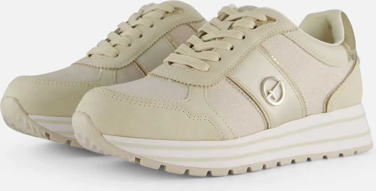 sneakers, beige, athletic, platform, glitter panel