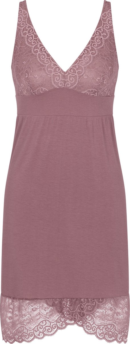 nachthemd, spaghetti-bandjes, lila, lutkleur, kanten-lace