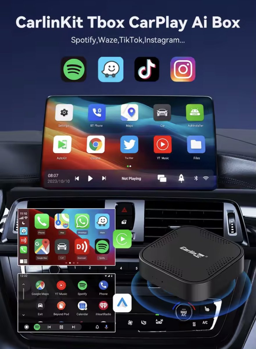 autoinfo, carplay, car infotainment, tablet cradle, bluetooth box