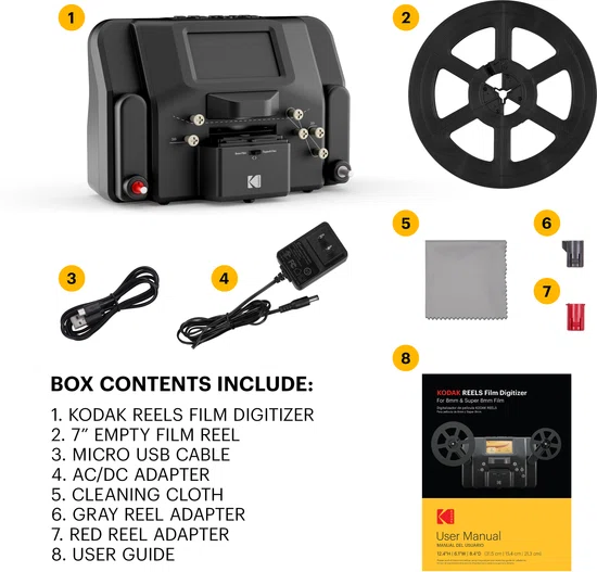 Kodak - Reels Film Digitizer - Te Gebruiken met SD-kaart - 5 Inch LCD-scherm als Display